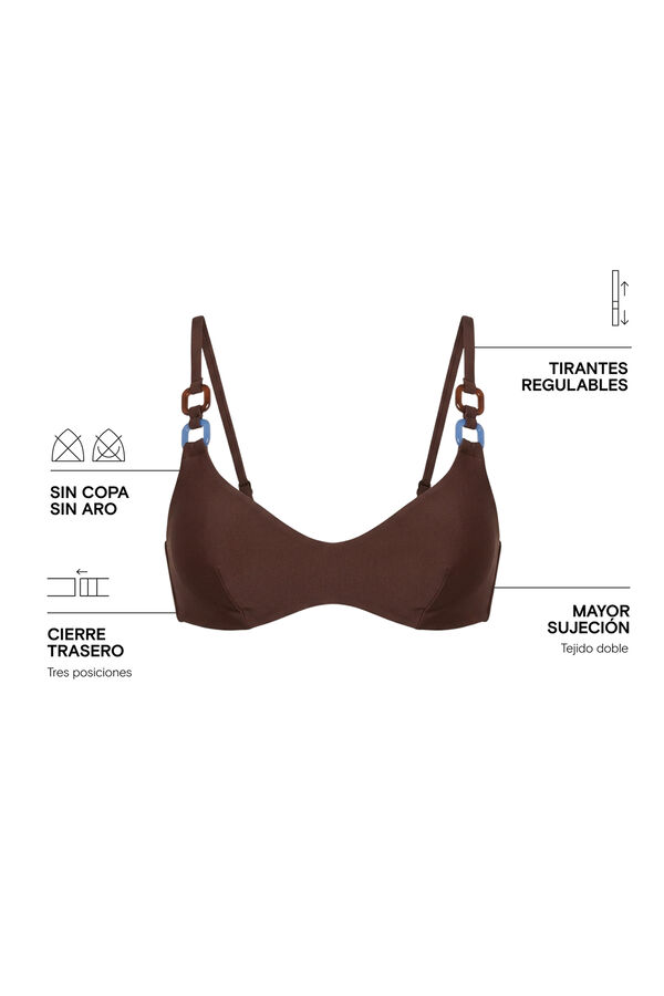 Women'secret Top bikini con varilla interna marr&oacute;n caf&eacute;