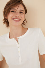 Womensecret Camiseta blanca 100% algodón marfil