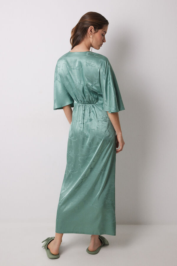 Womensecret Vestido caftán satén jacquard verde verde