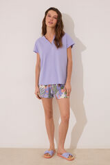 Womensecret Pijama corta 100% algodón, maceteros color lila morado/lila