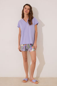 Womensecret Pijama corta 100% algodón, maceteros color lila morado/lila