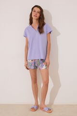 Womensecret Pijama corta 100% algodón, maceteros color lila morado/lila