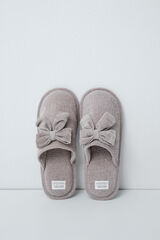 Women'secret Pantunflas de lazo de terciopelo gris gris