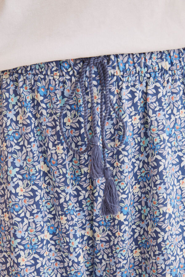 Womensecret Pijama Capri flores 100% algodón azul