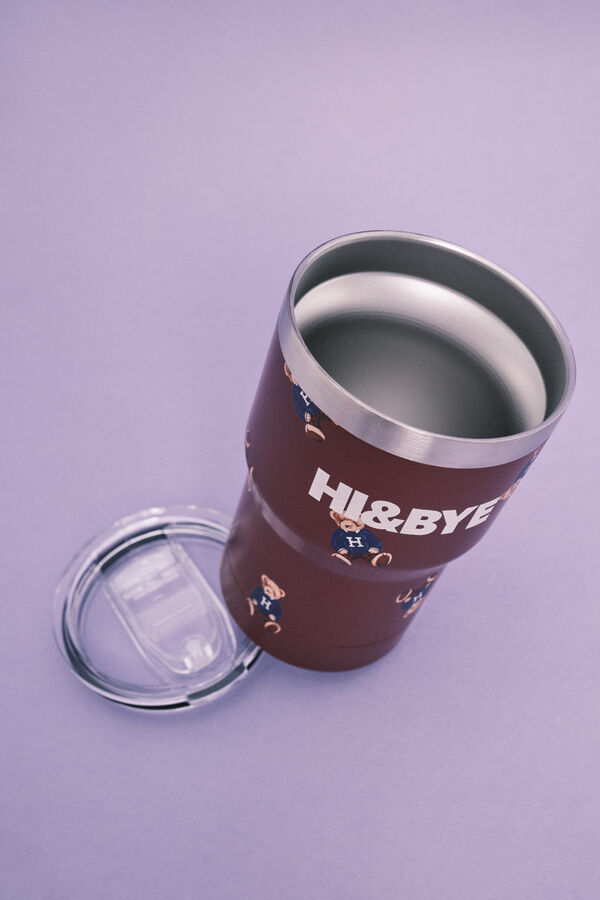 HI&BYE Taza termo granate logo p&uacute;rpura