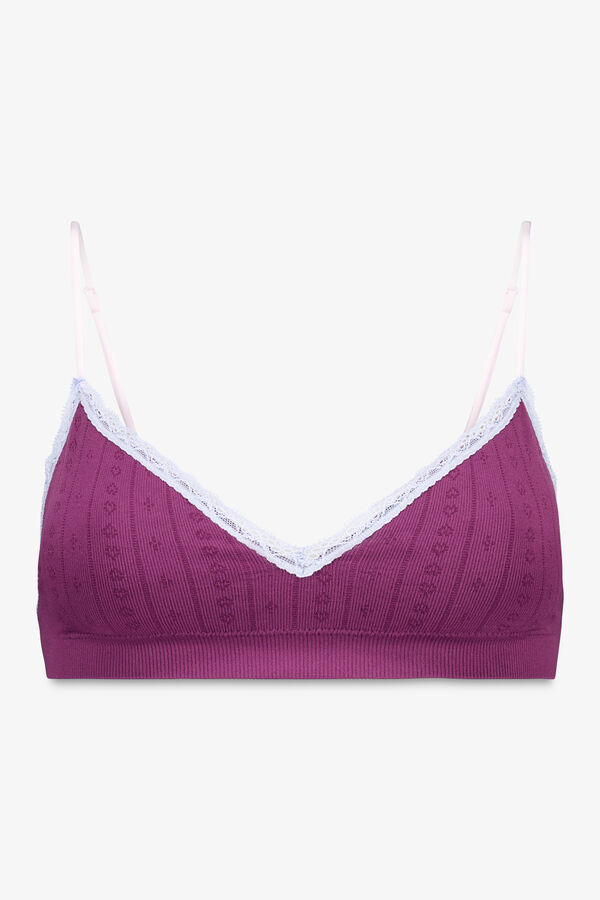 Womensecret Brasier de pointelle burdeos sin costuras  púrpura