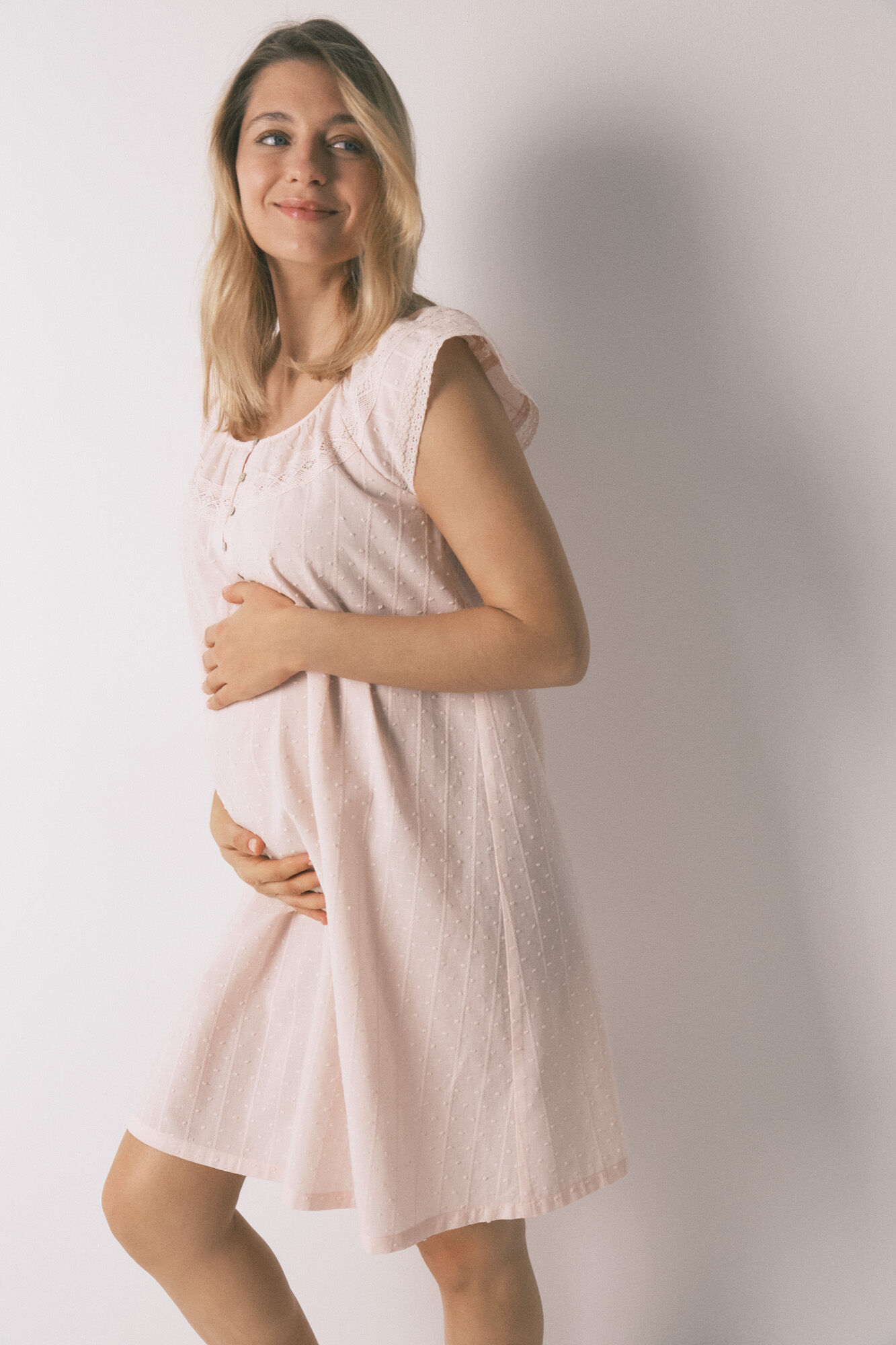 Women'secret Camis&oacute;n largo maternity de algod&oacute;n rosa