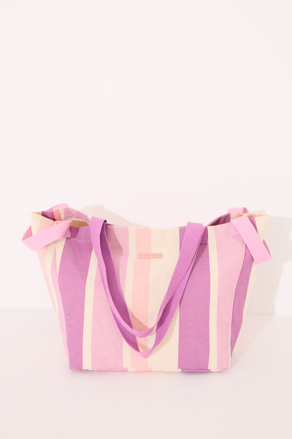 Womensecret Bolsa grande de lona y rafia , bolsa estampado