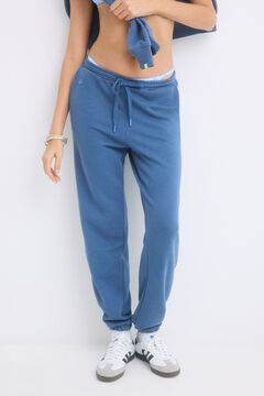 Womensecret Pantalón largo jogger felpa azul azul