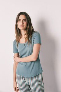 Women'secret Pijama estampada de rayas verde