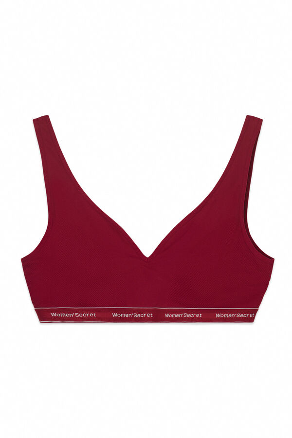 Women'secret Brasier halter de microfibra con logo rojo FANTASTIC p&uacute;rpura