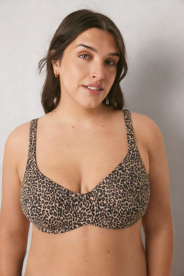 Women'secret Top bikini horizontal animal print blanco