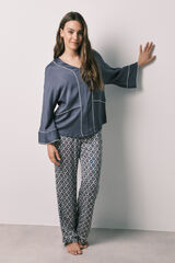 Women'secret Pijama larga de sat&eacute;n estampado geom&eacute;trico verde