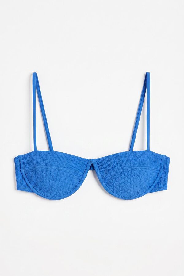 Women'secret Top bikini balconette de textura diamante azul estampado