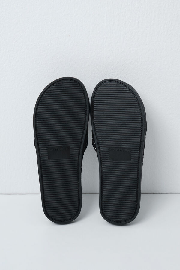 Women'secret Pantunflas de nudo con puntos negro