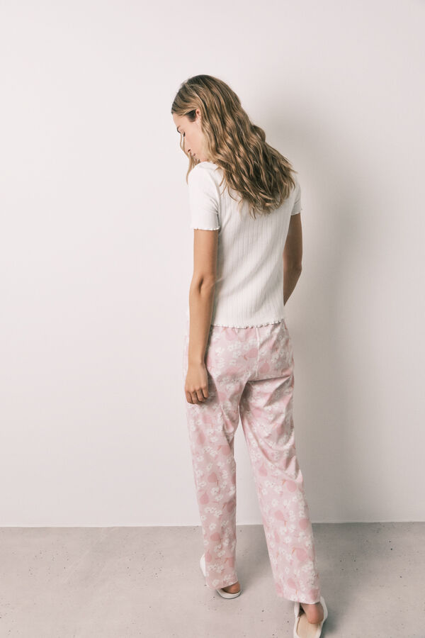Women'secret Pijama larga de manga corta de algod&oacute;n blanco marfil