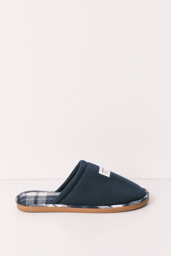 Women'secret Pantuflas a cuadros azul