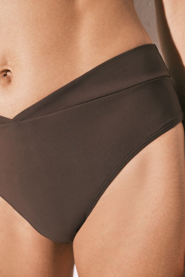 Women'secret Panty de bikini de tiro alto caf&eacute; caf&eacute;