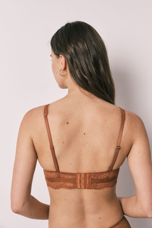 Women'secret Brasier halter con relleno de encaje marr&oacute;n INTUITIVE caf&eacute;