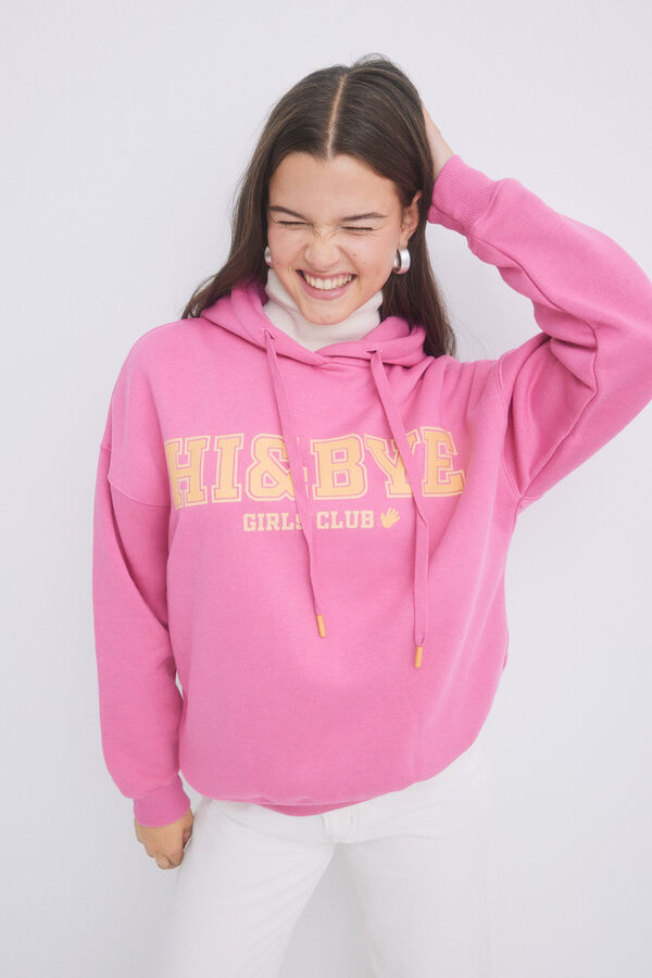 Womensecret Sudadera capucha felpa rosa logo rosa