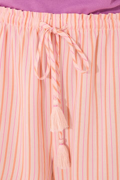 Womensecret Pantalón largo de viscosa con estampado de rayas rosa