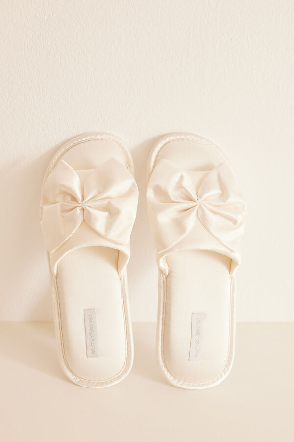 Womensecret Pantuflas moño blancas blanco