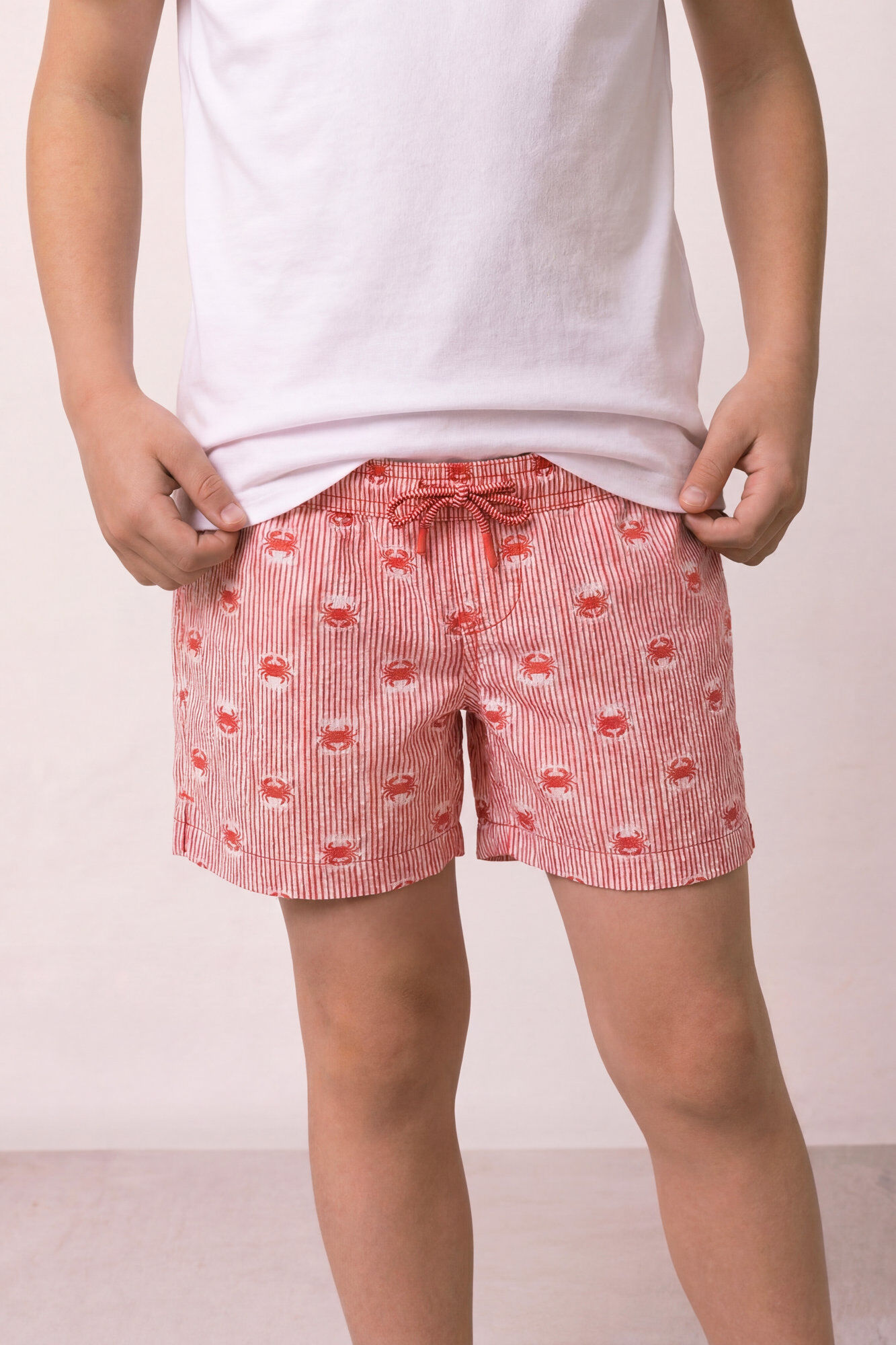 Women'secret Traje de ba&ntilde;o de ni&ntilde;o estampado de rayas y cangrejos