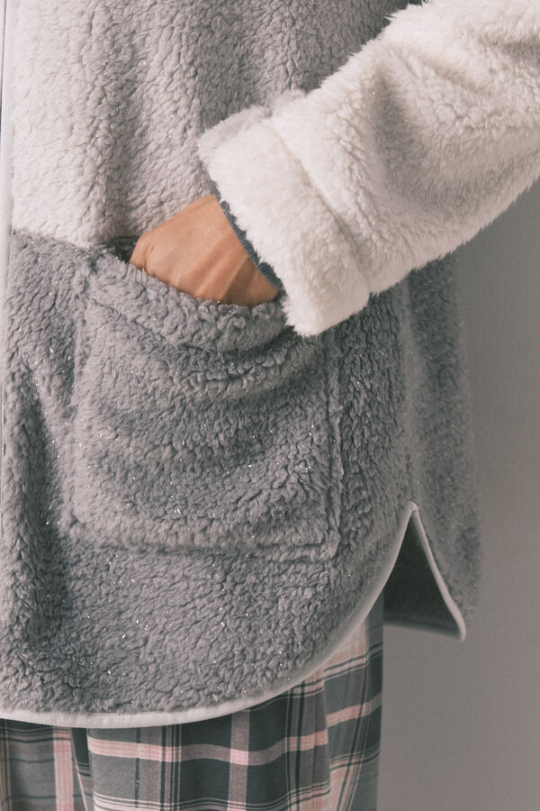 Women'secret Bata midi tejido borreguito lurex Stitch marfil