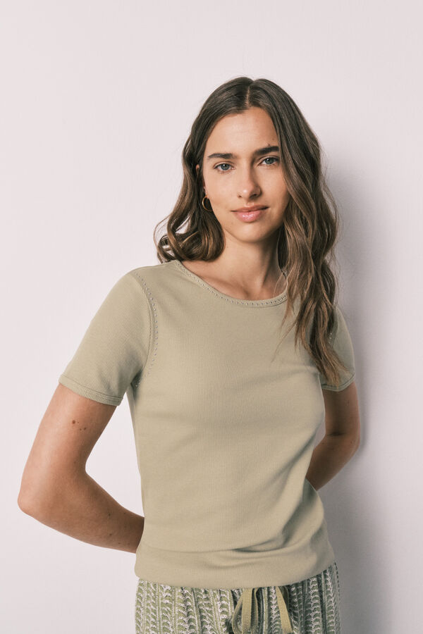 Women'secret Pijama larga de manga corta de algod&oacute;n kaki