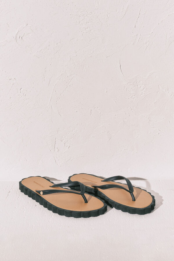 Women'secret Chanclas de dedo efecto ondas negras negro