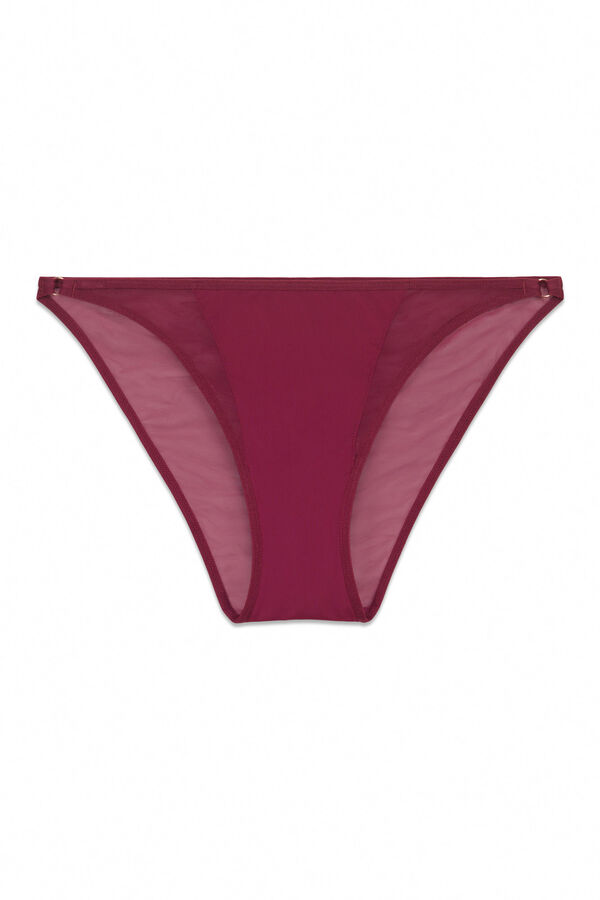 Women'secret Panty cl&aacute;sica de tul de microfibra color vino p&uacute;rpura