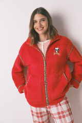 Women'secret Bata roja de borrego con Snoopy bordado rojo