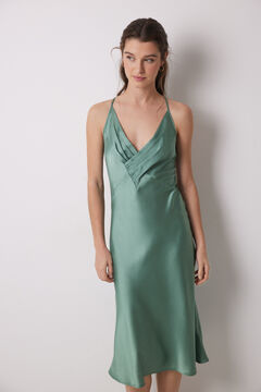 Womensecret Camisón midi satén verde verde