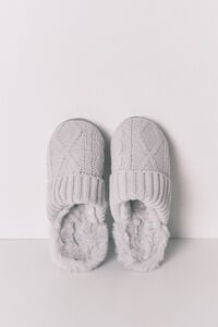 Women'secret Pantuflas para casa de tejido de tricot gris
