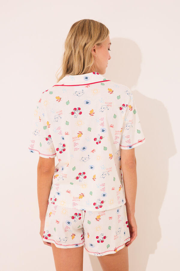Womensecret Pijama camisera short de Moomin 100% algodón marfil