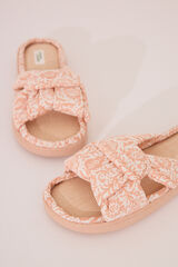 Womensecret Pantuflas para casa con parte superior anudada de rafia color naranja melocotón naranja