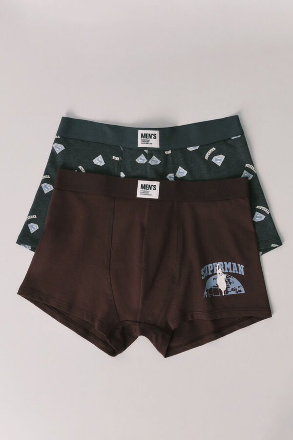 Women'secret Paquete de 2 calzones b&oacute;xer Superman p&uacute;rpura