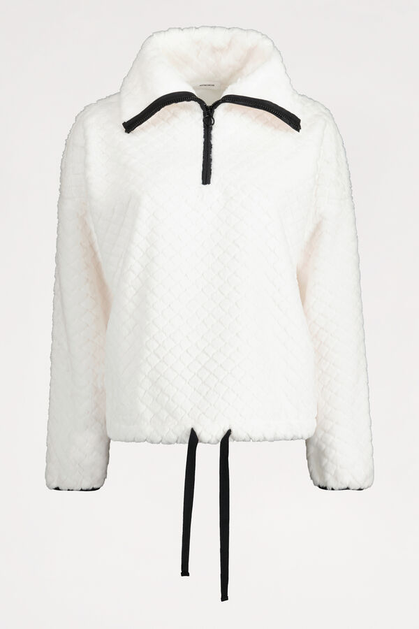 Womensecret Sudadera pelo esponjoso blanco marfil