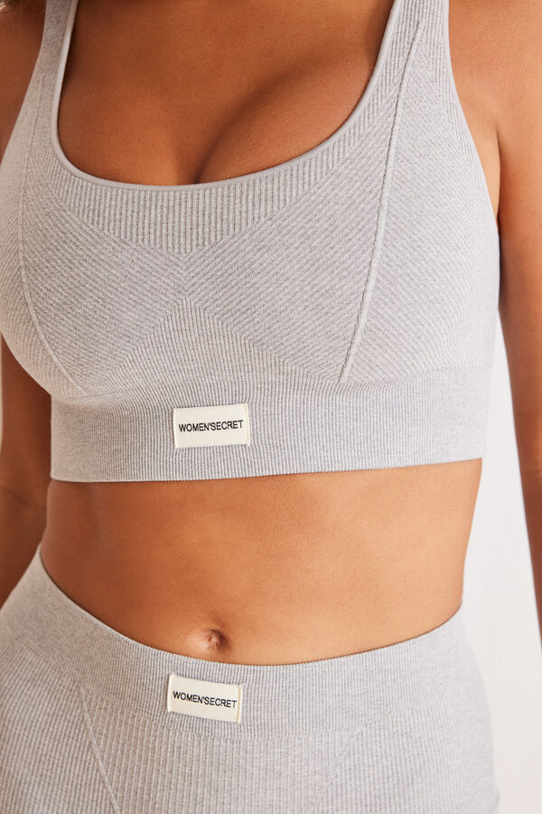 Womensecret Crop top canalé gris seamless gris