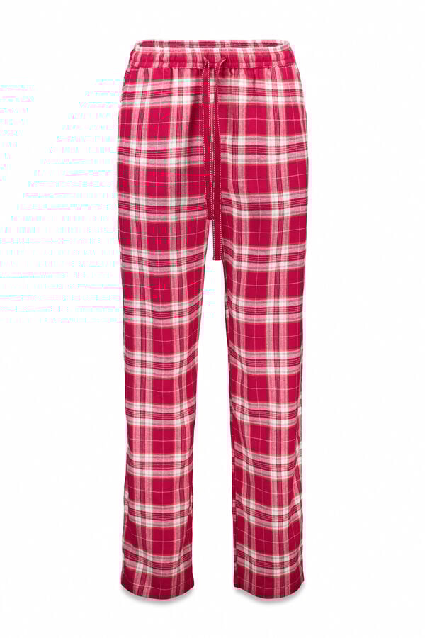 Women'secret Pantal&oacute;n largo con estampado de cuadros rojos estampado