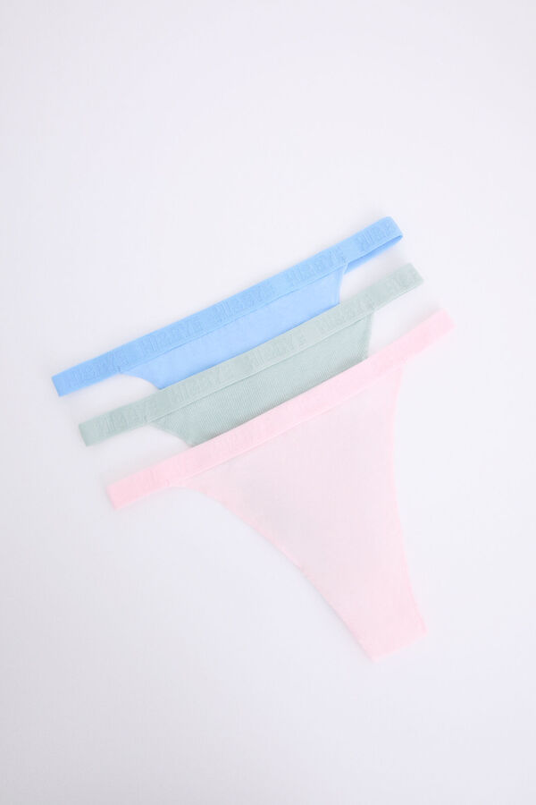 Womensecret Pack 3 tangas azul, verde y rosa blanco