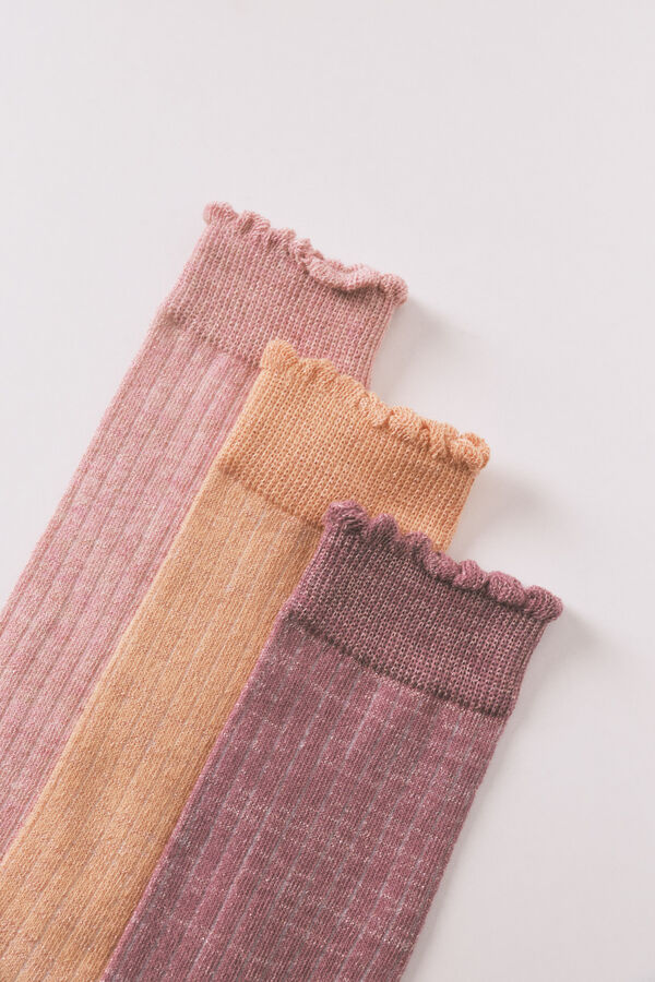 Women'secret Pack 3 calcetines largos de lurex rosa rosa