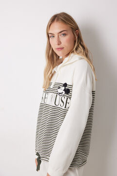 Womensecret Pijama larga de Mickey Mouse, pijama de forro polar marfil