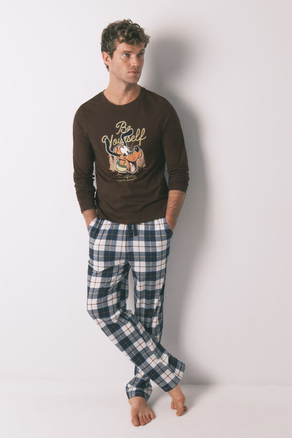 Women'secret Pijama larga marrón Pluto 100% algodón  café