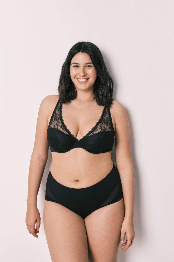 Women'secret Panty reductora alta negra negro
