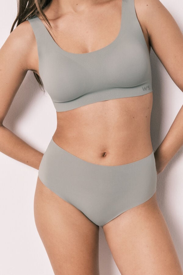 Women'secret Panty alta clean cut de microfibra kaki kaki