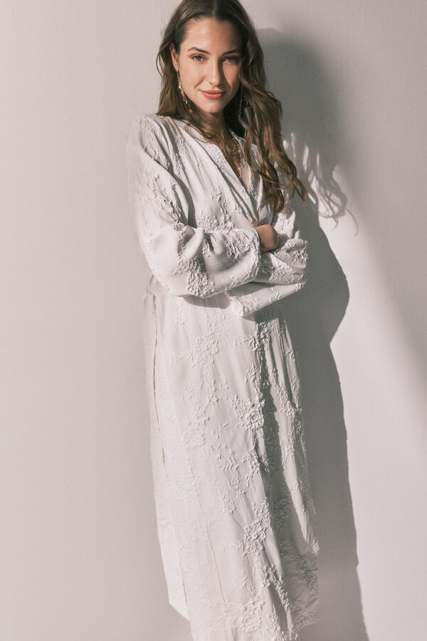 Women'secret Bata larga sat&eacute;n blanca marfil