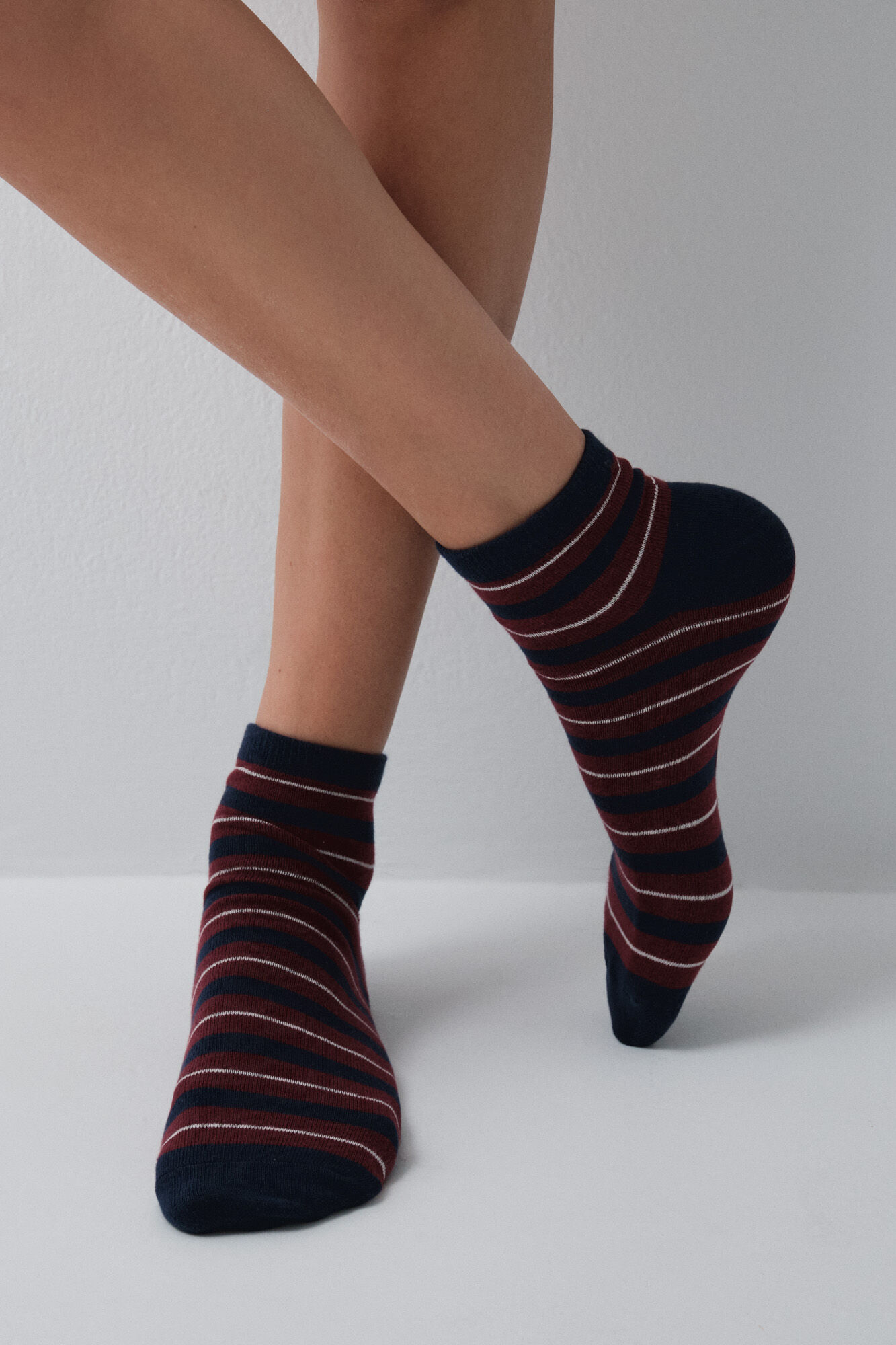 Women'secret Pack 3 calcetines cortos estampado de rayas