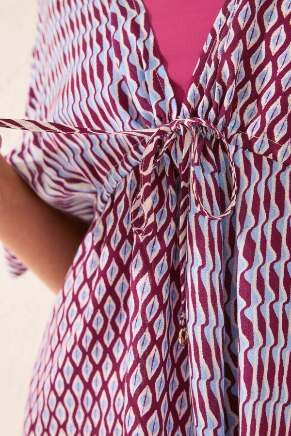 Womensecret Túnica de crepé de viscosa con estampado multicolor estampado