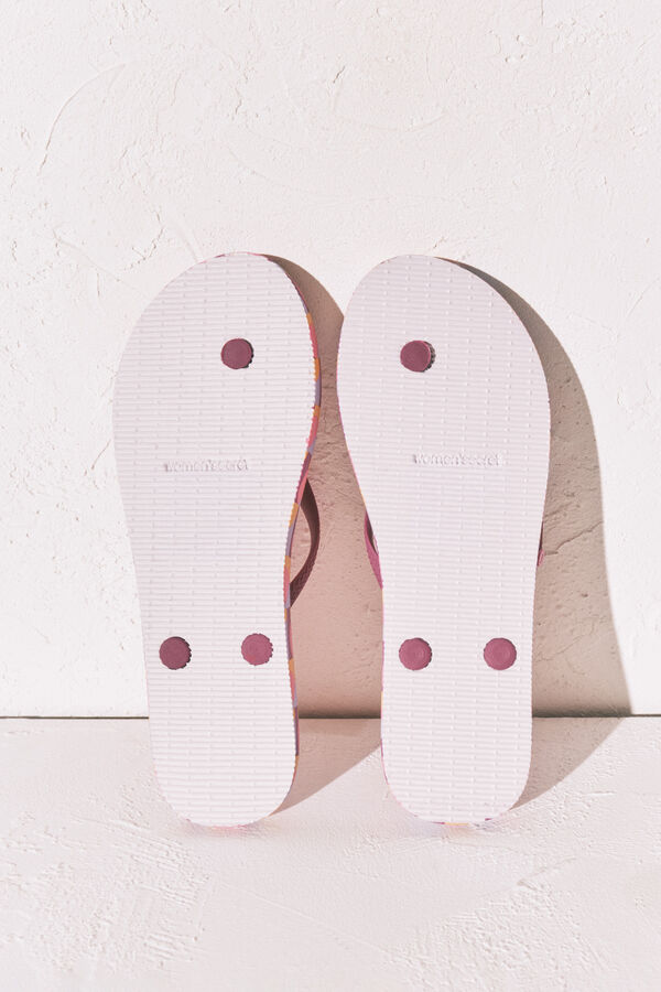 Women'secret Chanclas de dedo con estampado geom&eacute;trico rosa rosa